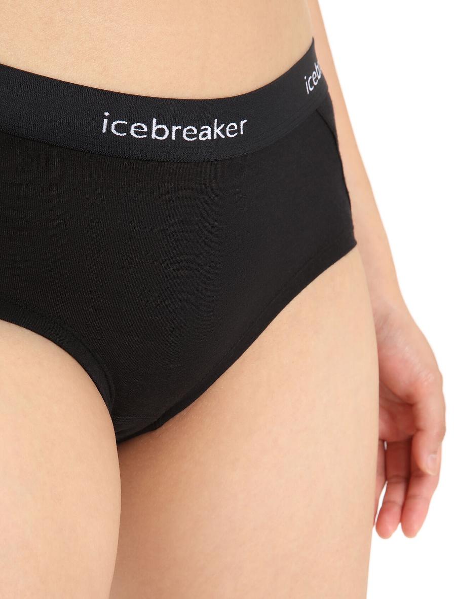 Black Women's Icebreaker Merino Sprite Hot Pants Underwear | USA 1708BEXC